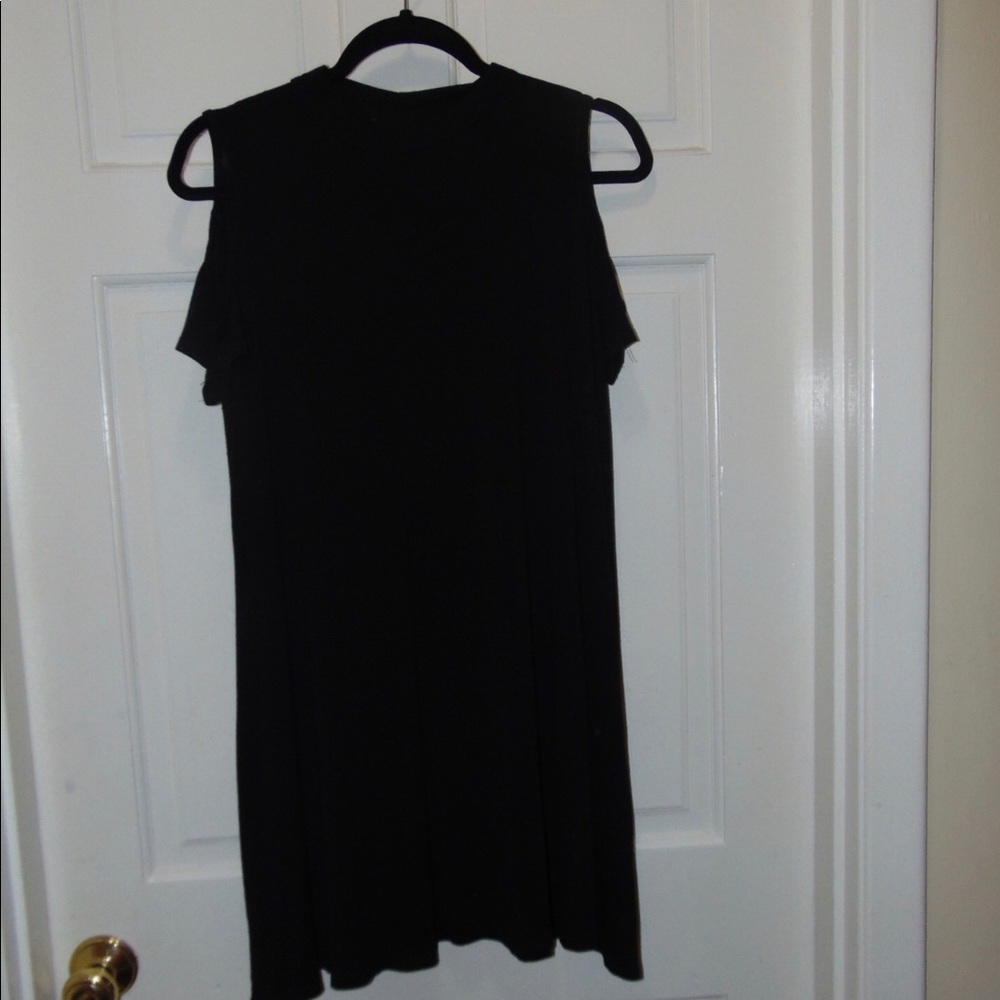 Black, cold-shoulder, turtle neck, dress